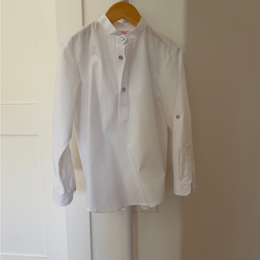Classic White Boys' Button-Down Shirt - Mandarin Collar